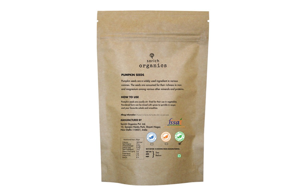 Sorich Organics Pumpkin Seeds Superfood    Pack  400 grams